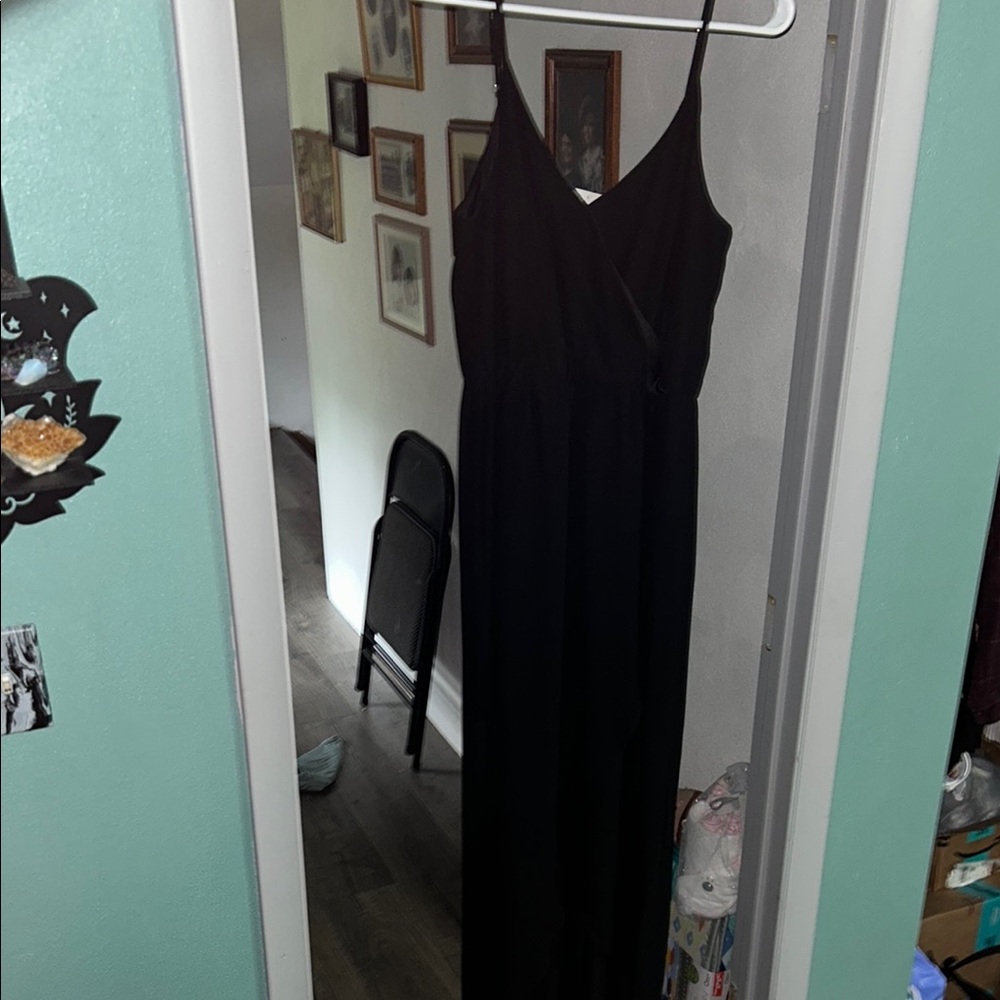 Black Lush brand summer maxi wrap dress spaghetti straps